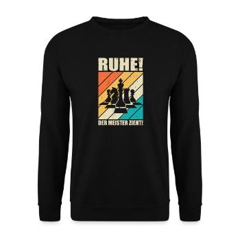 Schachspieler Geschenke Schach Zubehör Schachbrett - Unisex Pullover - Schwarz - Vorne - Alina (178cm) & Michal (187cm)