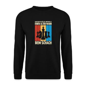 Schachspieler Geschenke Schach Zubehör Schachbrett - Unisex Pullover - Schwarz - Vorne - Alina (178cm) & Michal (187cm)
