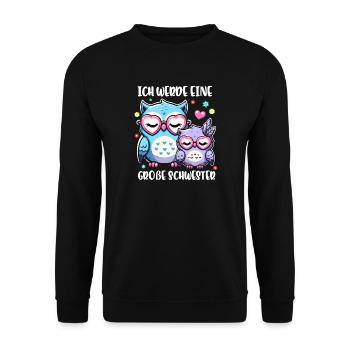 Big sister Owls Older baby Siblings - Unisex Sweatshirt - black - Front - Alina (178cm) & Michal (187cm)