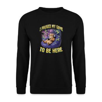 Funny Gaming Gamer Cat - Unisex Sweatshirt - black - Front - Alina (178cm) & Michal (187cm)