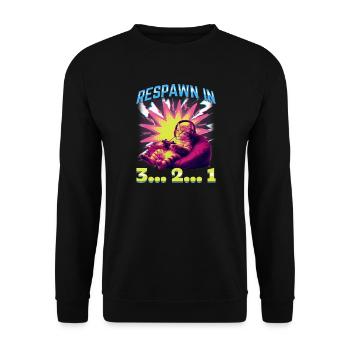 Funny Gaming Gamer Cat - Unisex Pullover - Schwarz - Vorne - Alina (178cm) & Michal (187cm)