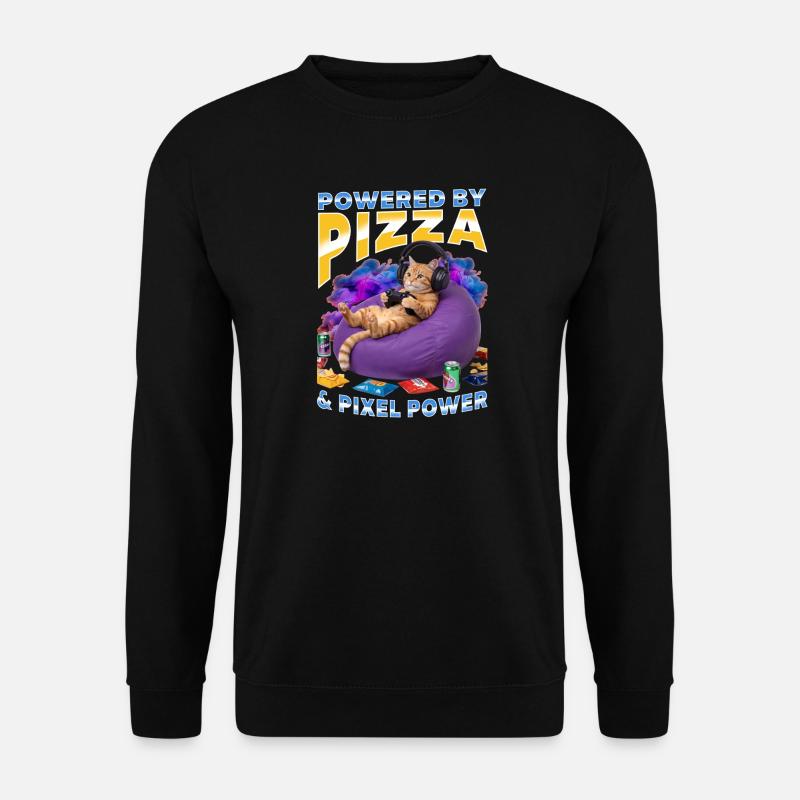Funny Gaming Gamer Cat - Unisex Pullover - Schwarz