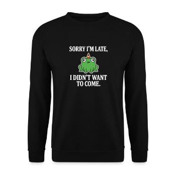 Sorry I’m Late Frog Didn’t Want To Come Funny - Unisex Sweatshirt - black - Front - Alina (178cm) & Michal (187cm)