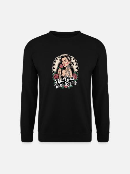 Bad Girls Taste Better Rockabilly Tattoo Pin Up - Unisex Sweatshirt - black