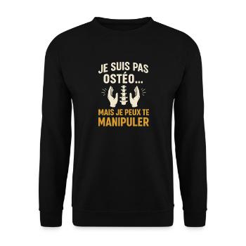 Not Osteo, Manipulative, Naughty Humor - Unisex Sweatshirt - black - Front - Alina (178cm) & Michal (187cm)