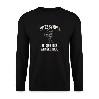 Soyez Sympas Années 1900 Caméra Rétro - Sweat-shirt Unisexe - noir - Devant - Alina (178cm) & Michal (187cm)