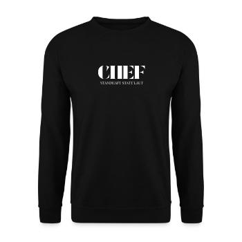 Chef Spruch Standhaft statt laut - Unisex Pullover - Schwarz - Vorne - Alina (178cm) & Michal (187cm)
