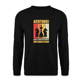 Schachspieler Geschenke Schach Zubehör Schachbrett - Unisex Pullover - Schwarz - Vorne - Alina (178cm) & Michal (187cm)