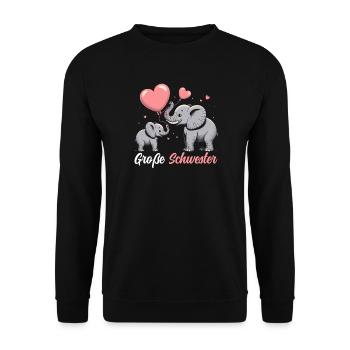 Big Sister Elephants Older Sibling - Unisex Sweatshirt - black - Front - Alina (178cm) & Michal (187cm)