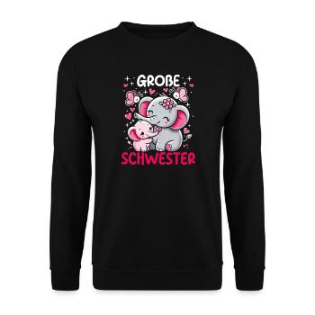 Big Sister Elephants Older Sibling - Unisex Sweatshirt - black - Front - Alina (178cm) & Michal (187cm)