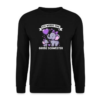 Big Sister Elephants Older Sibling - Unisex Sweatshirt - black - Front - Alina (178cm) & Michal (187cm)