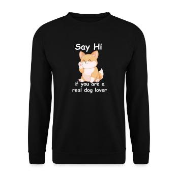 Say Hi Dog Lover Tee Lustiges Zitat - Unisex Pullover - Schwarz - Vorne - Alina (178cm) & Michal (187cm)