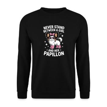 Papillon Sayings Girl Funny Papillon Gift - Unisex Sweatshirt - black - Front - Alina (178cm) & Michal (187cm)