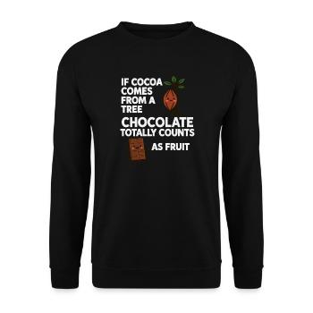 Chocolate is fruit – cocoa humor saying - Unisex Sweatshirt - black - Front - Alina (178cm) & Michal (187cm)