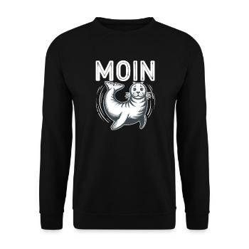 Seehund Robbe Ostsee Nordsee Moin - Unisex Pullover - Schwarz - Vorne - Alina (178cm) & Michal (187cm)