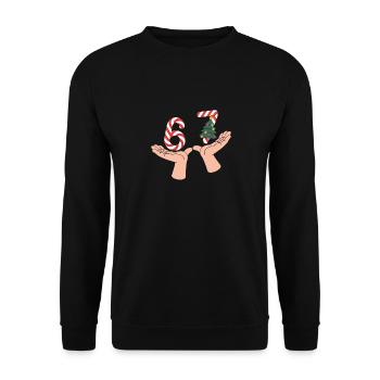 67 Motif drôle de mains de Noël - Sweat-shirt Unisexe - noir - Devant - Alina (178cm) & Michal (187cm)