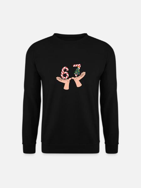 67 Funny Christmas Number Hands Motif - Unisex Sweatshirt - black