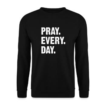 Beten Jeden Tag – Starke Typografie - Unisex Pullover - Schwarz - Vorne - Alina (178cm) & Michal (187cm)