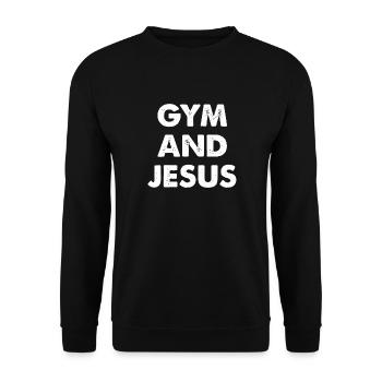 Gym and Jesus Fitness Shirt - Unisex Sweatshirt - black - Front - Alina (178cm) & Michal (187cm)