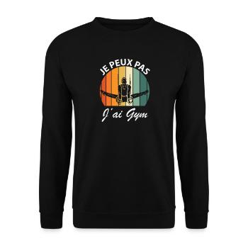 Ich kann nicht im Fitnessstudio - Unisex Pullover - Schwarz - Vorne - Alina (178cm) & Michal (187cm)