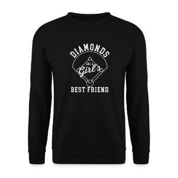 Diamonds Are A Girl's Best Friend Softball-Zitat - Unisex Pullover - Schwarz - Vorne - Alina (178cm) & Michal (187cm)