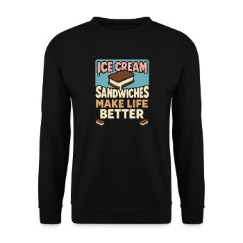 Eis-sandwich-liebhaber Sommerdessert - Unisex Pullover - Schwarz - Vorne - Alina (178cm) & Michal (187cm)