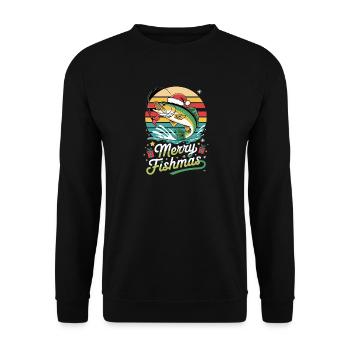 Joyeux Fishmas, carpe de Noël drôle pour - Sweat-shirt Unisexe - noir - Devant - Alina (178cm) & Michal (187cm)