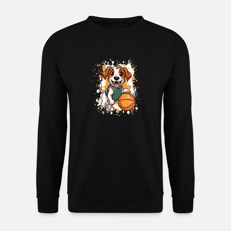 Basketballhund im Sprung - Unisex Pullover - Schwarz