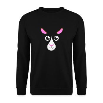 Süßes Cartoon-Meerschweinchengesicht – einfaches, minimalistisches Haustier - Unisex Pullover - Schwarz - Vorne - Alina (178cm) & Michal (187cm)