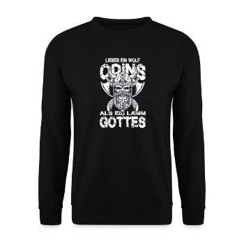 Lieber Ein Wolf Odins Als Ein Lamm Gottes Wikinger - Unisex Sweatshirt - black - Front - Alina (178cm) & Michal (187cm)