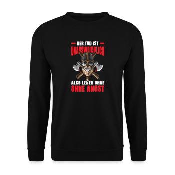 Wikinger Outfits Valhalla Nordische Mythologie - Unisex Pullover - Schwarz - Vorne - Alina (178cm) & Michal (187cm)