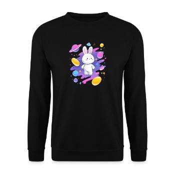 Galaktischer Hase im Nebel - Unisex Pullover - Schwarz - Vorne - Alina (178cm) & Michal (187cm)