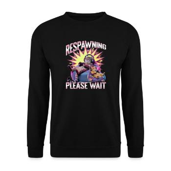 Funny Gaming Gamer Cat - Unisex Sweatshirt - black - Front - Alina (178cm) & Michal (187cm)