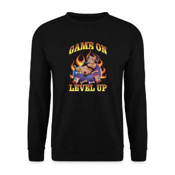 Funny Gaming Gamer Cat - Unisex Sweatshirt - black - Front - Alina (178cm) & Michal (187cm)