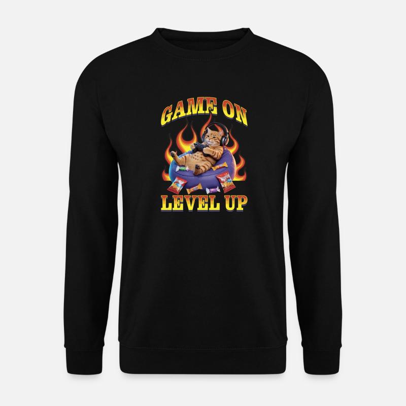 Funny Gaming Gamer Cat - Unisex Pullover - Schwarz
