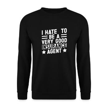 Agent d’assurance Costume Être un très bon Medicare - Sweat-shirt Unisexe - noir - Devant - Alina (178cm) & Michal (187cm)