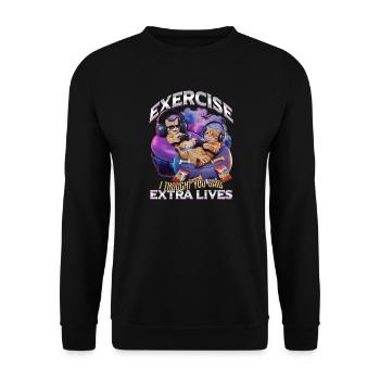 Funny Gaming Gamer Cat - Unisex Pullover - Schwarz - Vorne - Alina (178cm) & Michal (187cm)
