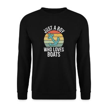 Just a Boy Who Loves Boats Retro Boys Bday Boat - Unisex Sweatshirt - black - Front - Alina (178cm) & Michal (187cm)
