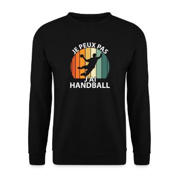 Ich kann nicht, ich habe Handball - Unisex Pullover - Schwarz - Vorne - Alina (178cm) & Michal (187cm)