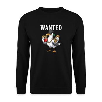 Je voulais mouette avec frites et sandwiches au poisson - Sweat-shirt Unisexe - noir - Devant - Alina (178cm) & Michal (187cm)
