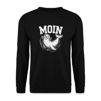 Seehund Robbe Ostsee Nordsee Moin - Unisex Pullover - Schwarz - Vorne - Alina (178cm) & Michal (187cm)