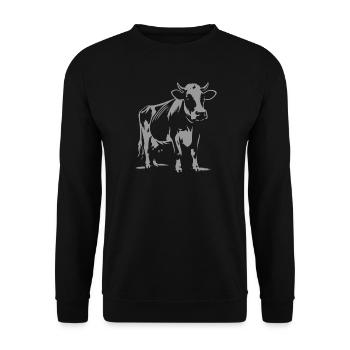 Motif de vache – Charme campestre - Sweat-shirt Unisexe - noir - Devant - Alina (178cm) & Michal (187cm)