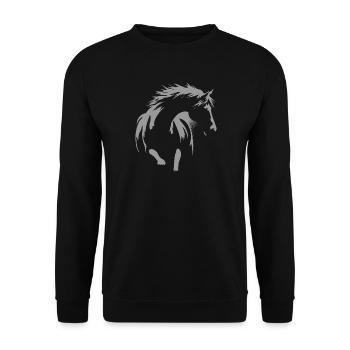 Pferde-Silhouette – Eleganz und Freiheit - Unisex Pullover - Schwarz - Vorne - Alina (178cm) & Michal (187cm)