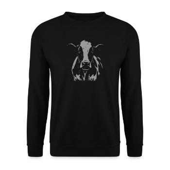 Cow Head Silhouette – Strong Farm Design - Unisex Sweatshirt - black - Front - Alina (178cm) & Michal (187cm)
