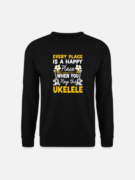 Hawaiian Ukulele Uke Every Place - Unisex Sweatshirt - black