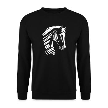 Horse Head Silhouette – Strong Design - Unisex Sweatshirt - black - Front - Alina (178cm) & Michal (187cm)