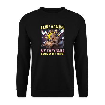 Joueur Drôle de Capybara - Sweat-shirt Unisexe - noir - Devant - Alina (178cm) & Michal (187cm)