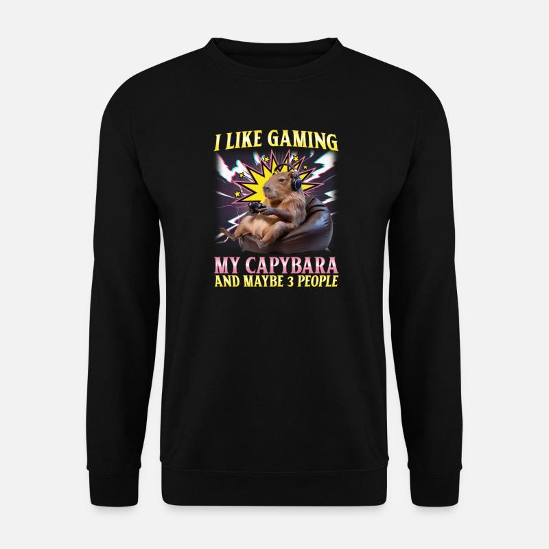 Funny Gaming Gamer Capybara - Unisex Pullover - Schwarz