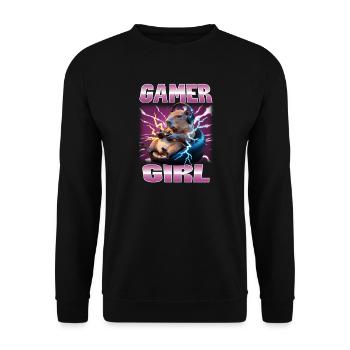 Joueur Drôle de Capybara - Sweat-shirt Unisexe - noir - Devant - Alina (178cm) & Michal (187cm)