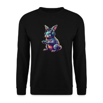Rabbit Games Animal Video Games Fun - Unisex Sweatshirt - black - Front - Alina (178cm) & Michal (187cm)